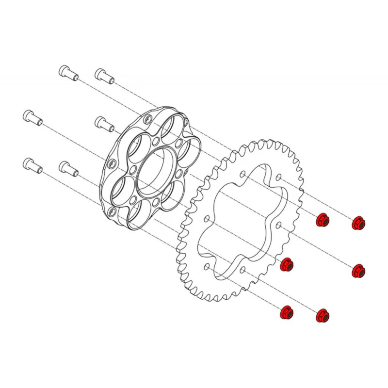 DA388X - CNC Racing Titanium Gear Ring Sprocket Nuts (set of 6) for Ducati and KTM - M8x1.25 - Image 2