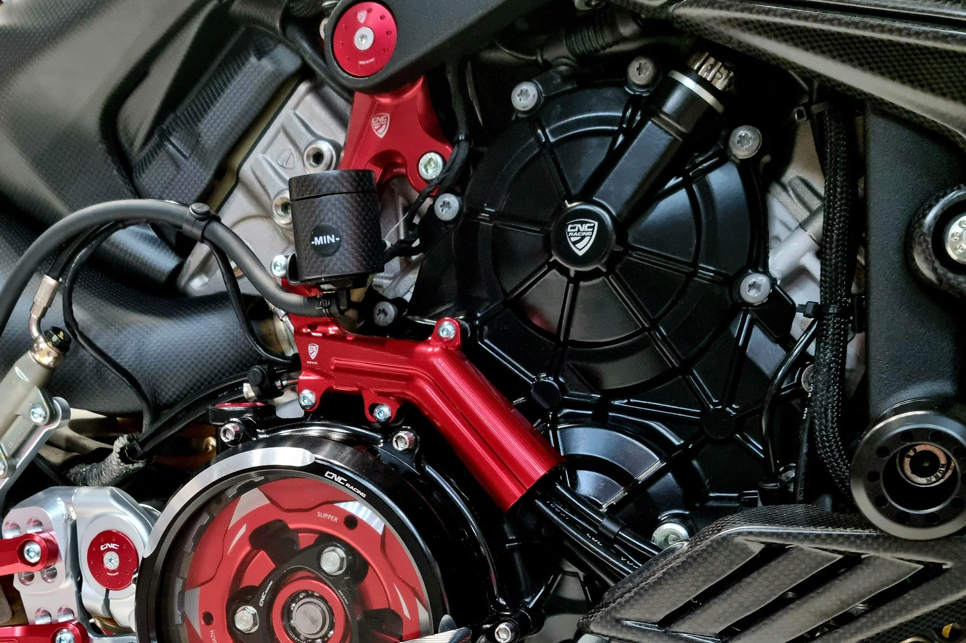 IFC04 - CNC Racing - Rear Reservoir Mount And Brake Line Cover - Streetfighter V4 - Image 11