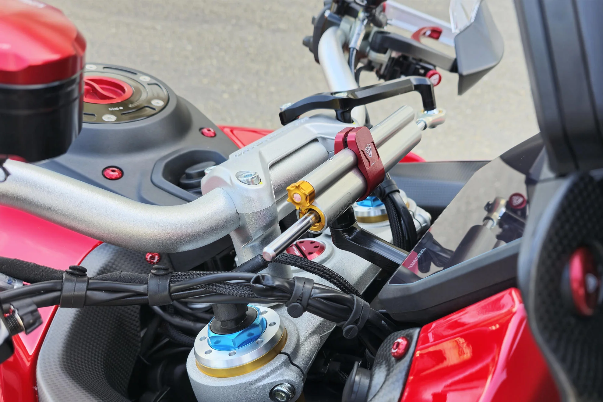 SD115 - CNC Racing Steering Damper Mount kit for Ducati Multistrada V4 Pikes Peak / RS with OE Handlebar Clamp / Riser - Image 6