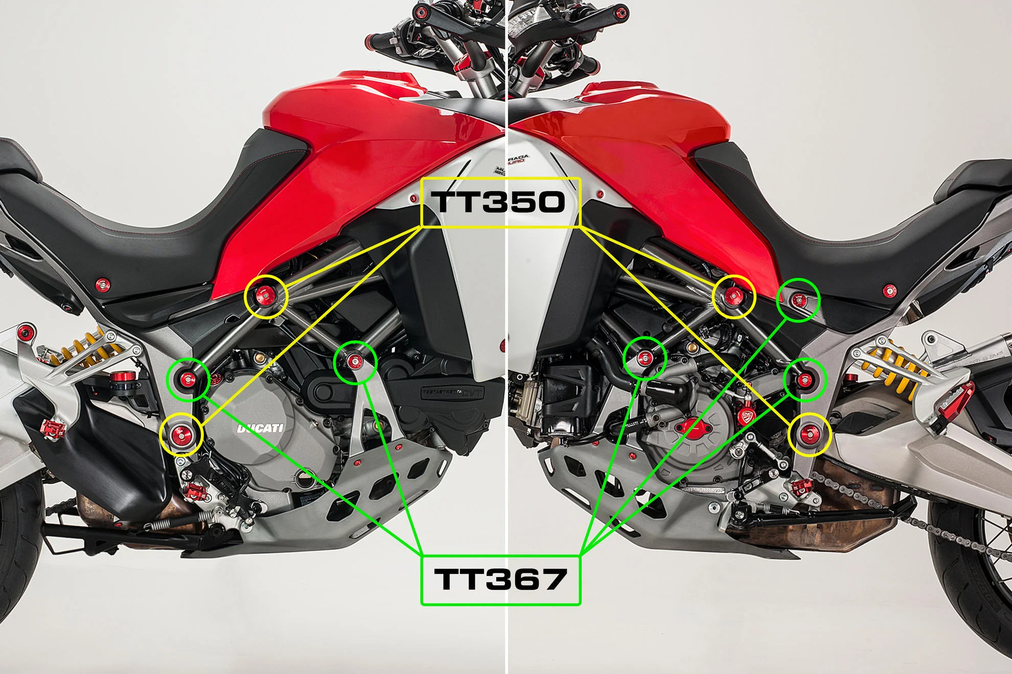 TT350 - CNC Racing - Frame Plug Kit - Multistrada - LARGE HOLES - Image 7