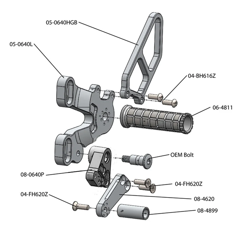 Woodcraft - 05-0640 Ducati 848/1098/1198/848 EVO Rearset Black - Image 4