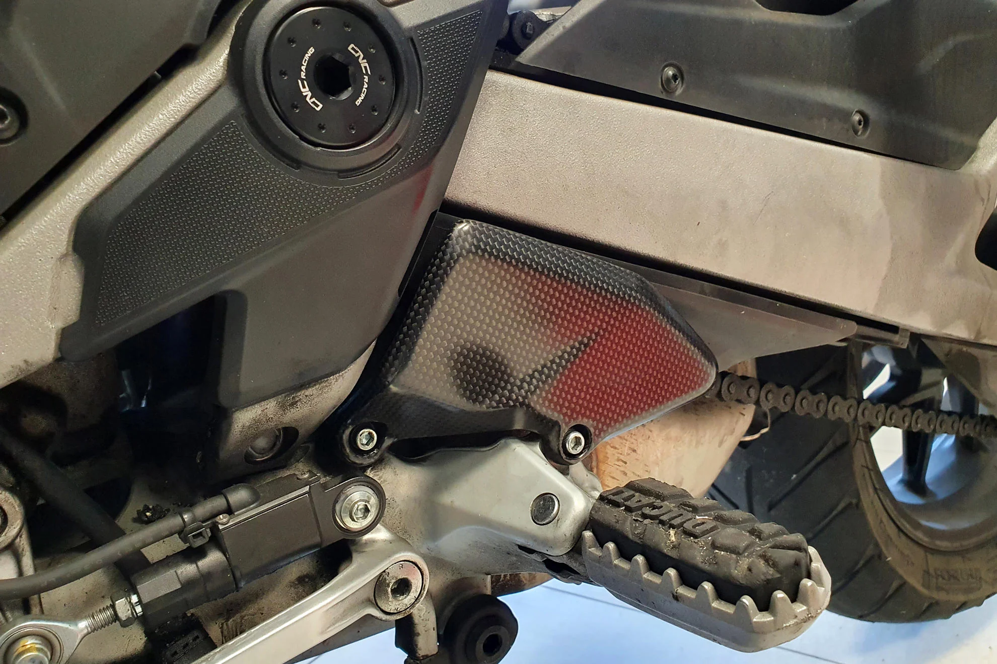 ZA992 - CNC Racing Carbon Fiber Heel Guards for Ducati Multistrada V4 / S / Sport, and 22-23 Pikes Peak - Image 3
